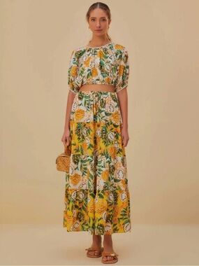 FARM Rio Birba Tropical Fruit Maxi Skirt & Cropped Top Set Sz: XS | Vacation